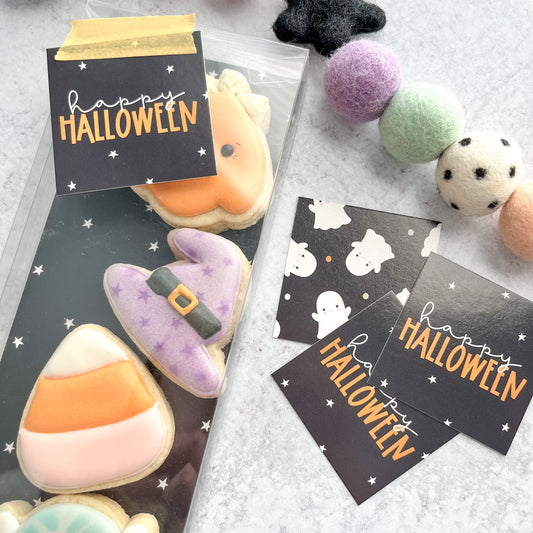 black happy halloween square tags - pack of 24