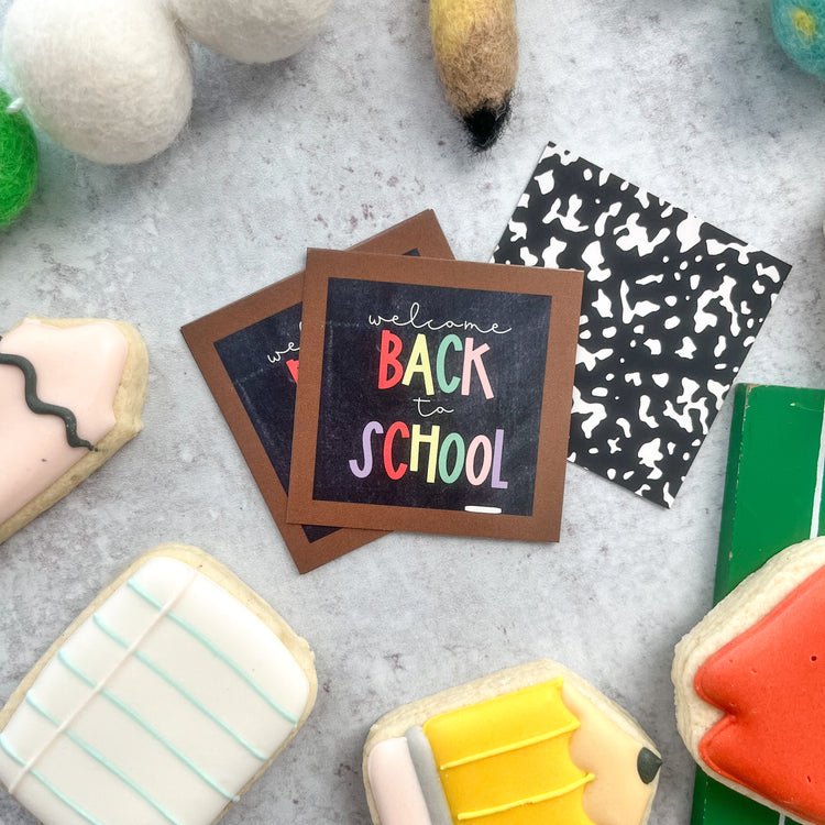 chalkboard back to school square tags - pack of 24