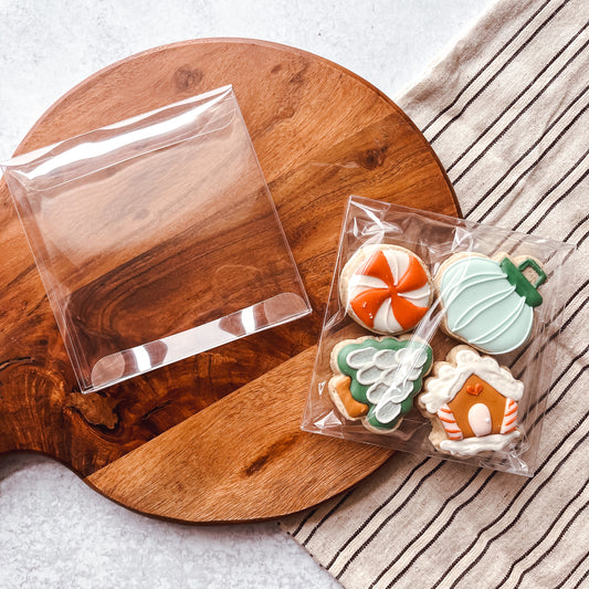 4.5" x 4.5" x 3/4" clear cookie boxes - set of 25