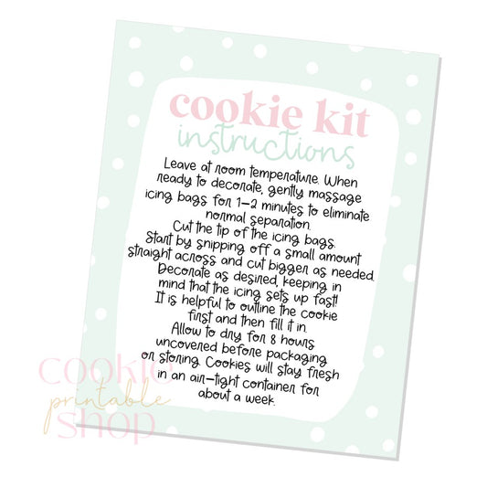 holiday cookie kit instructions card - digital download