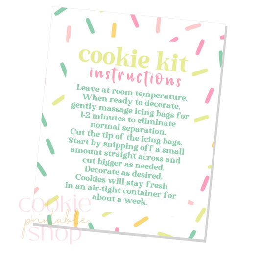 cookie kit instructions card - digital download