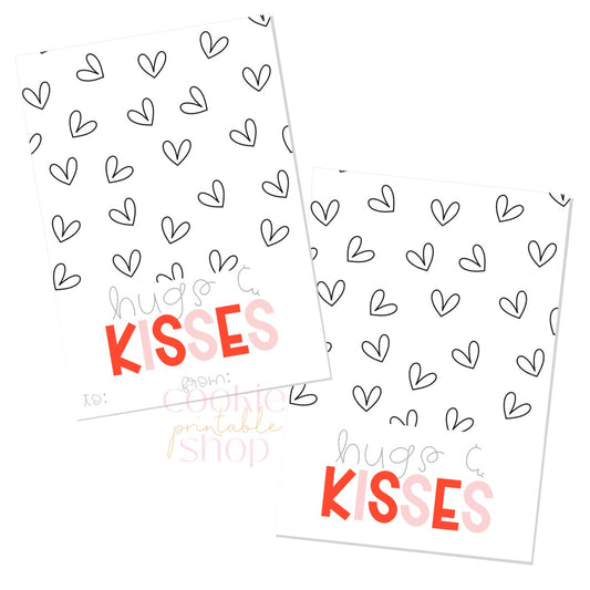 hugs & kisses cookie card - digital download