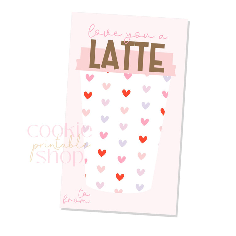 love you a latte gift card holder - digital download
