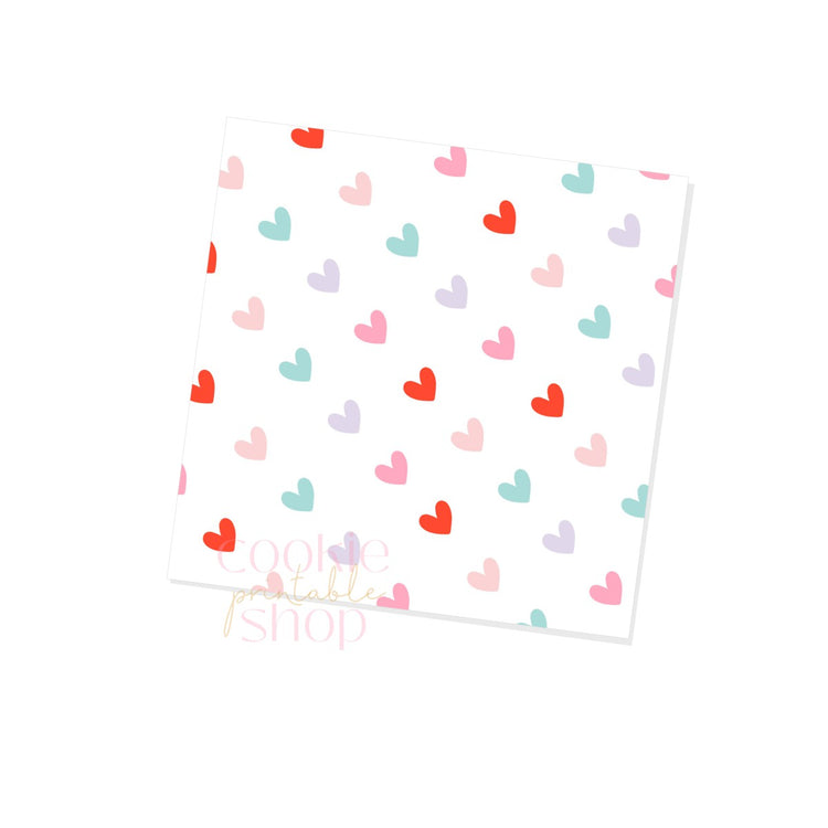 multicolored hearts box backers for multiple sizes - digital download