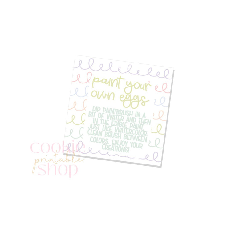 paint your own eggs 3 inch square tag - digital download
