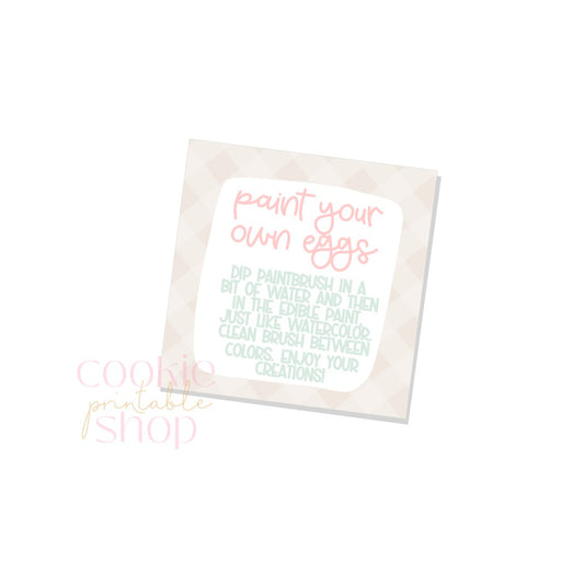 paint your own eggs 3 inch square tag - digital download