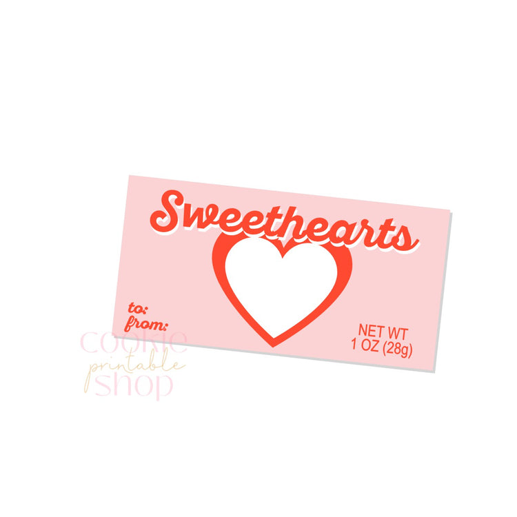 sweethearts 5" box fronting printable - digital download
