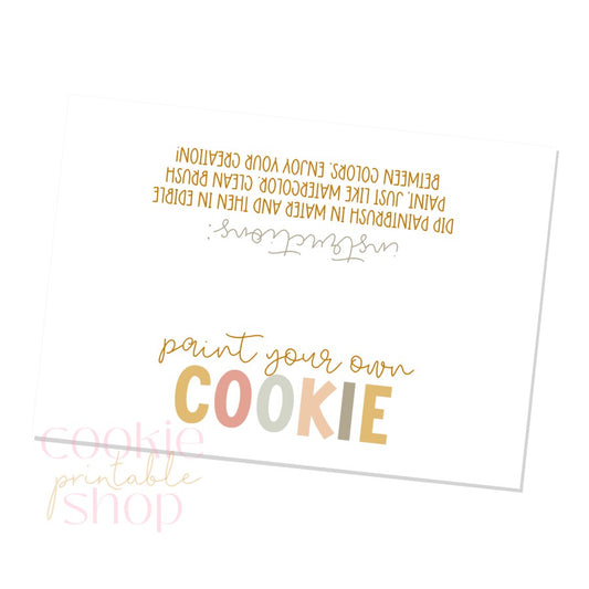 fall paint your own cookie instructions bag topper - digital download