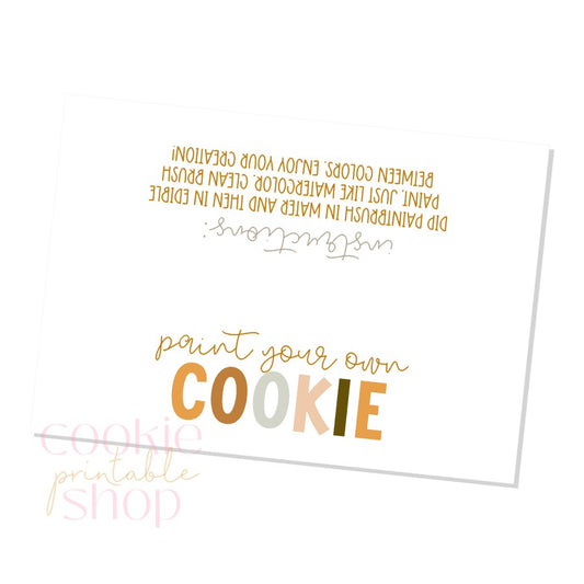 fall paint your own cookie instructions bag topper - digital download