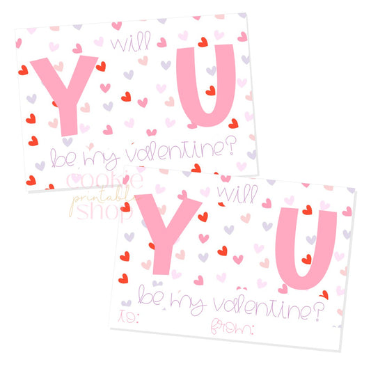 will you be my valentine cookie card - digital download